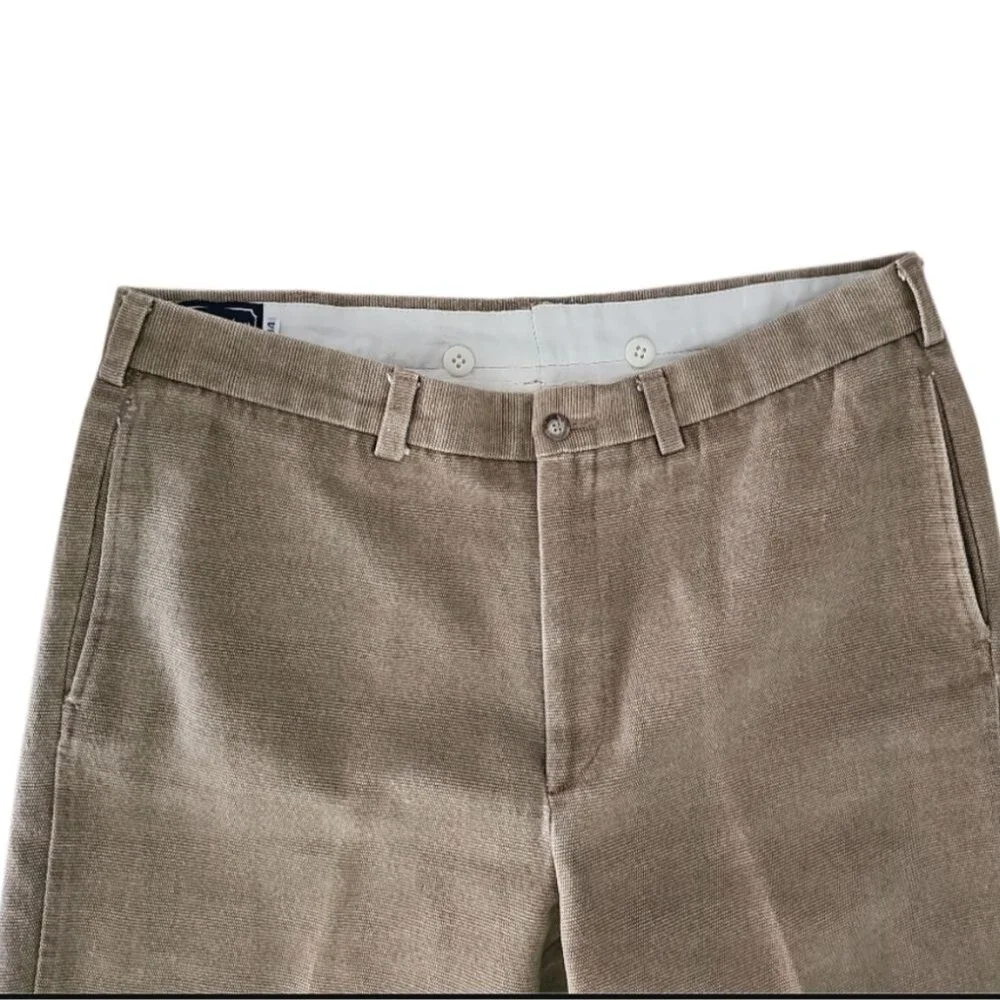 Men’s Tan Textured Dress Pants 34x28 Classic Khaki Work Trousers Timeless